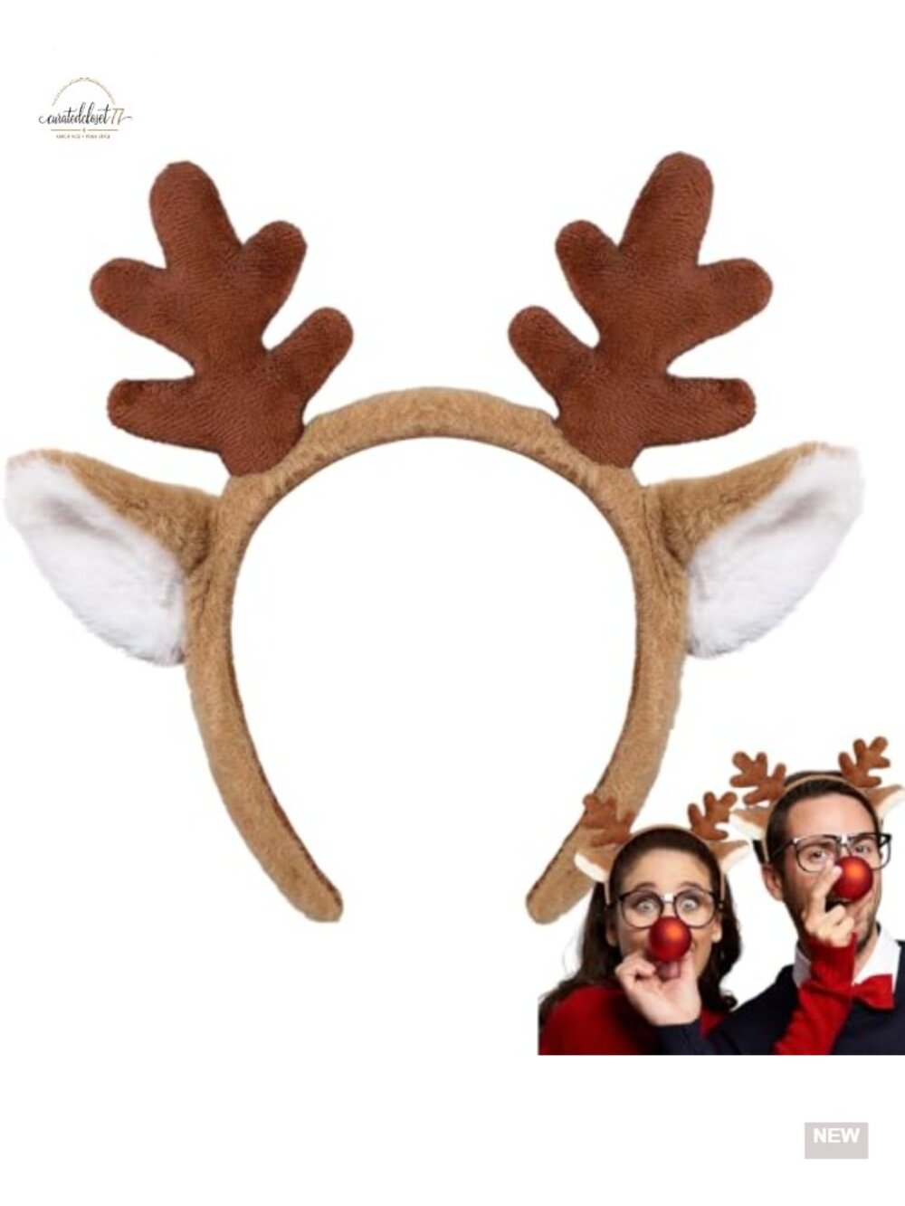 Deer Antler Headband Reindeer Ears Costume for Halloween Christmas